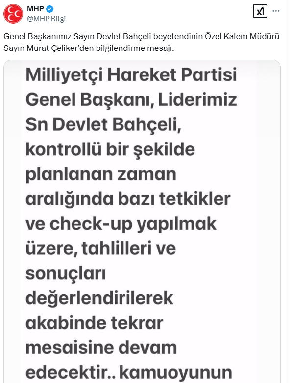 MHP Lideri Devlet Bahçeli'nin Hastaneye Yatırıldığı İddiası Yalanlandı: "Sağlığı İyi"