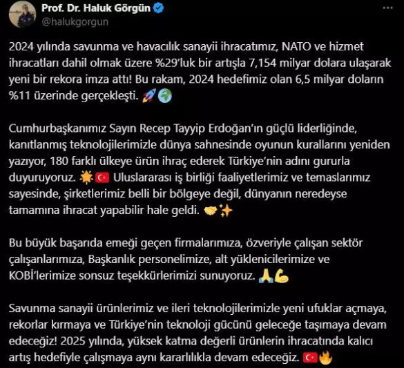 Savunma ve Havacılık Sanayii, 2024'te İhracat Rekoru Kırdı