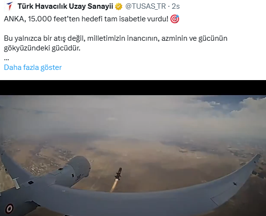 ANKA İHA'nın L-UMTAS Füzesiyle Tam İsabet: Türk Savunma Sanayii Gücünü Kanıtladı