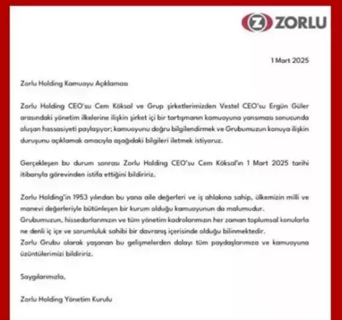 Zorlu Holding CEO'su Cem Köksal, Ramazan Mesajı Krizi Sonrası Gözaltına Alındı ve İstifa Etti