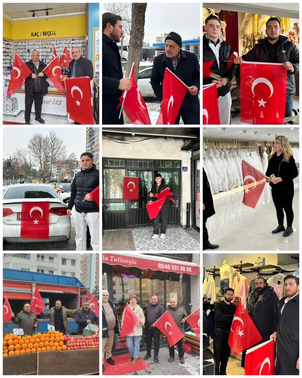 MHP Talas İlçe Teşkilatı Anlamlı Bir Etkinlik Düzenledi: Talas'ın Dört Bir Yanı Al Bayraklarla Donatıldı