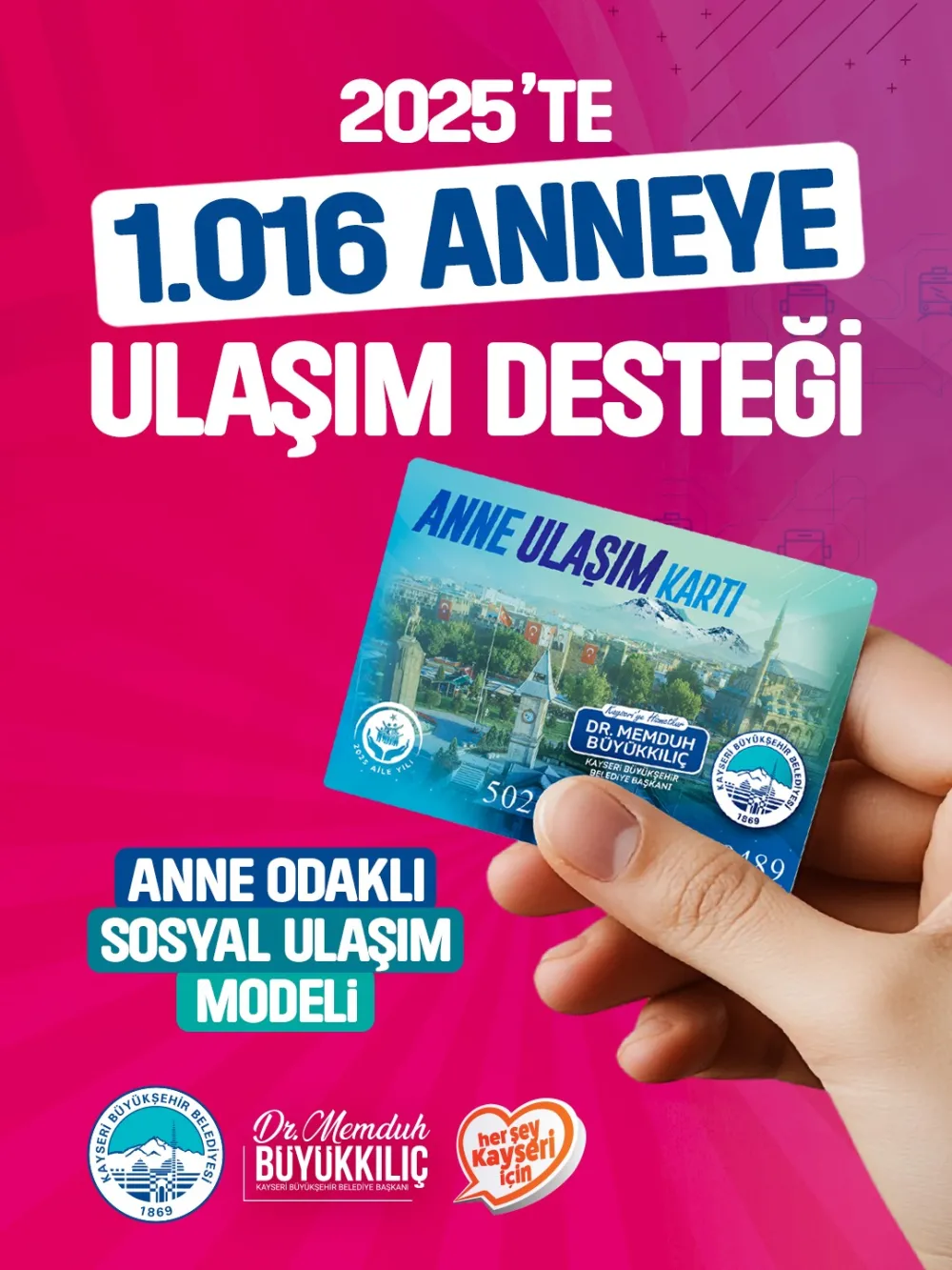 Büyükşehir’in “Anne Ulaşım Kartı” projesinden 1016 anne fayda sağladı 
